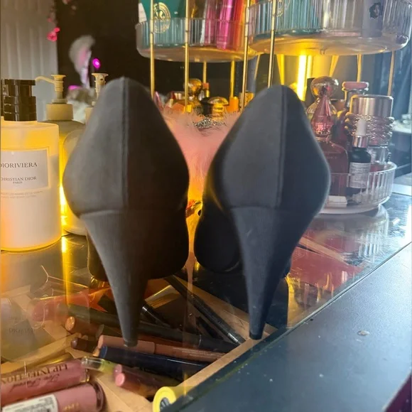 Yves Saint Laurent Black Heels with Gold Accents